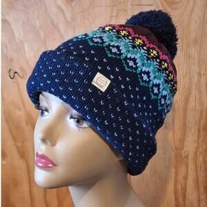 Marine Layer Beanie Women's OS Fair Isle Pom Classic Preppy Cozycore Outdoor